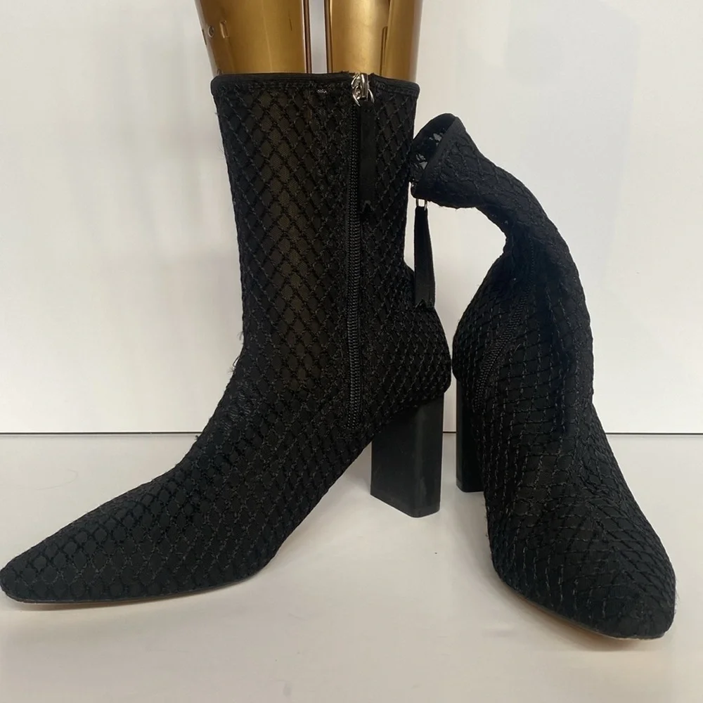 Zara Whimsigoth Mesh Heeled Zip up Booties Black Size 39 US 8.5